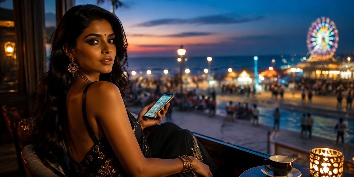 User logging in on mobile at marina beach Chennai